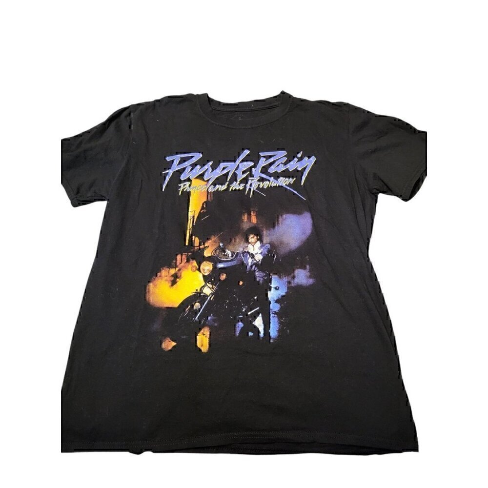 Prince Purple Rain Black  T-shirt Women's Size Large Movie Album